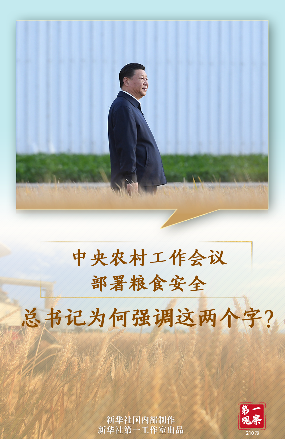 第一观察丨中央农村工作会议部署粮食安全，总书记为何强调这两个字？